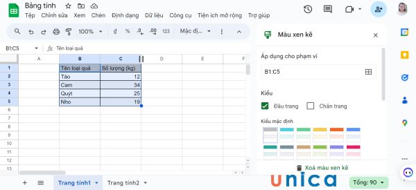 Kết quả chỉnh sửa excel online