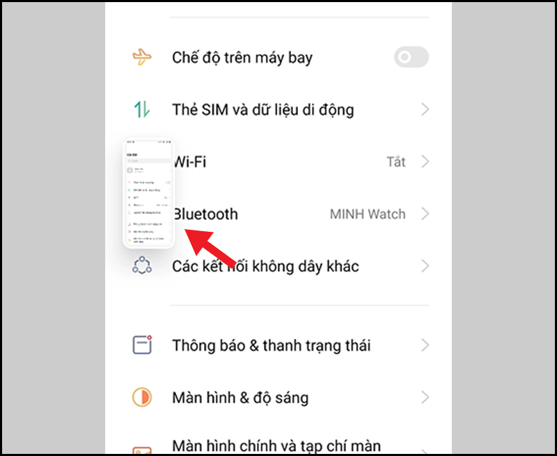 Chạm vào ảnh màn hình thu nhỏ phía bên trái điện thoại