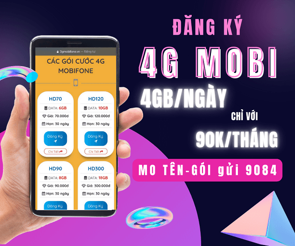 Cách đăng ký 4g Mobifone ưu đãi data theo tháng