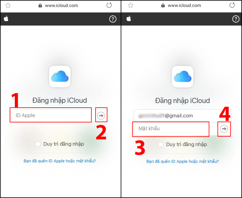 Đăng nhập iCloud