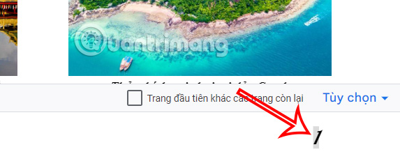 Định dạng số trang Docs