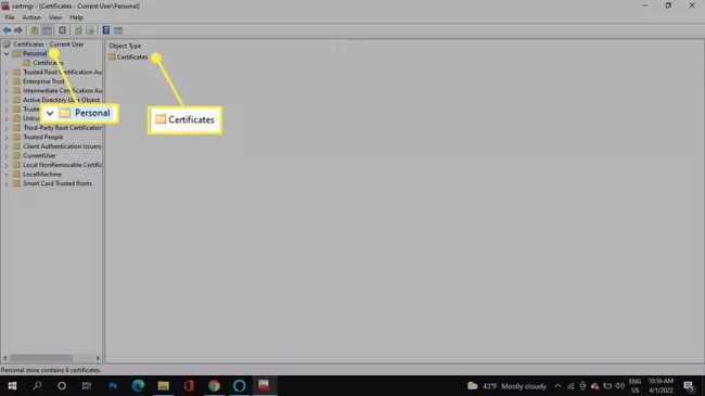 Encrypting File System trong Windows Certificate Manager