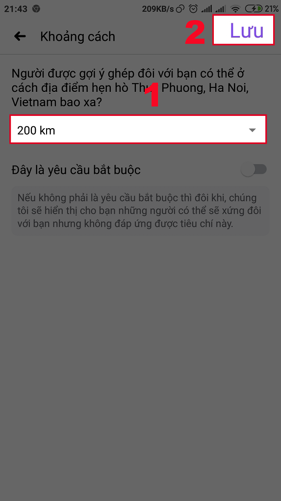 Chọn biểu tượng 3 gạch rồi chọn mục Hẹn hò