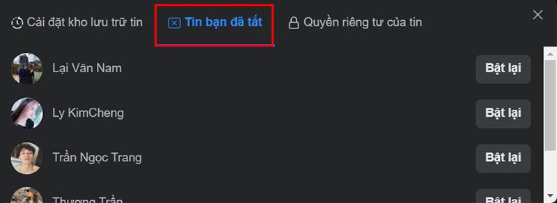 Tin bạn đã tắt