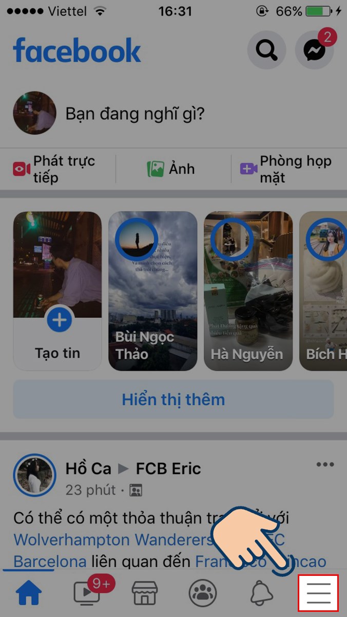 tại màn hình chính bạn hãy chọn vào biểu tượng 3 gạch.