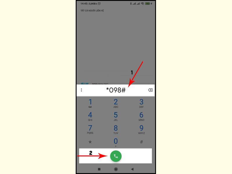Nhấn cú pháp *098# bước 1