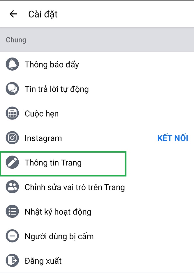 bước 4 đổi tên fanpage facebook trên điện thoại