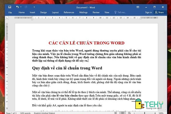 Căn lề phải trong word 