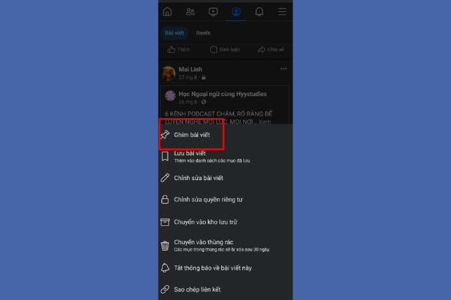 Cách ghim bài viết trên Facebook bằng điện thoại