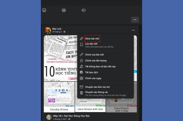 Cách ghim bài viết trên Facebook bằng điện thoại