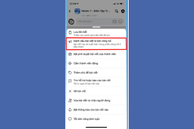 Cách ghim bài viết trên Facebook trong group nhóm