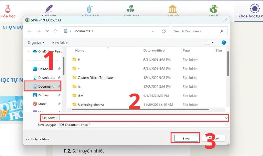 Lưu file PDF vào vị trí thích hợp, nhập tên vào File Name và bấm Save