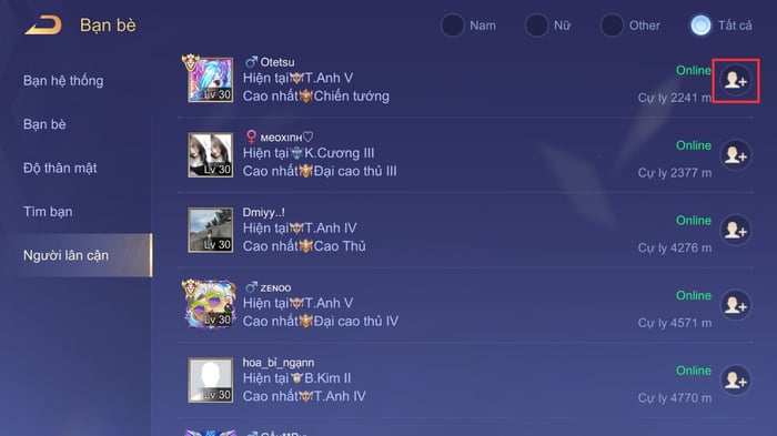 Hướng dẫn kết bạn trong Liên Quân với người chơi lân cận - Bước 3