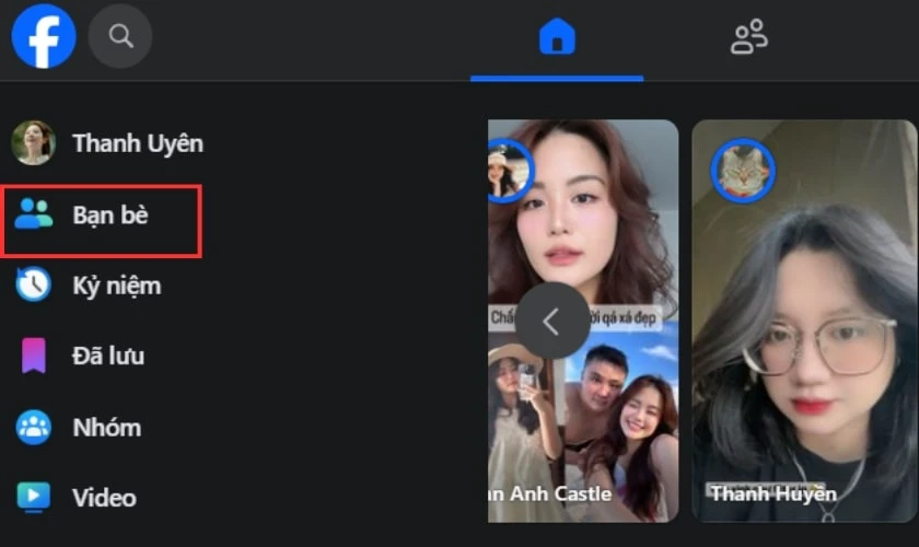 Mở mục Bạn bè