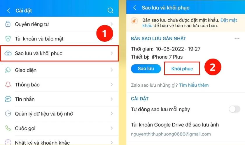 Sao lưu và khôi phục ảnh đã xóa trên Zalo iPhone