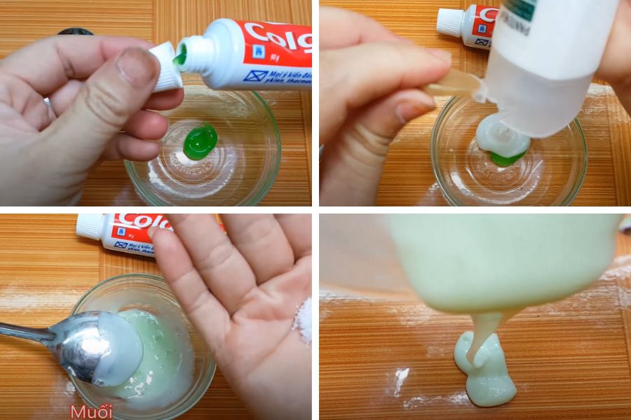 Làm slime với muối nở.