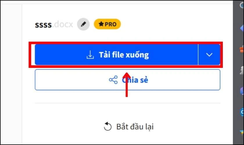 Tải file Excel sau khi chuyển sang file Word