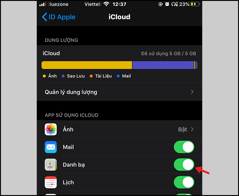 Đồng bộ Danh bạ với iCloud