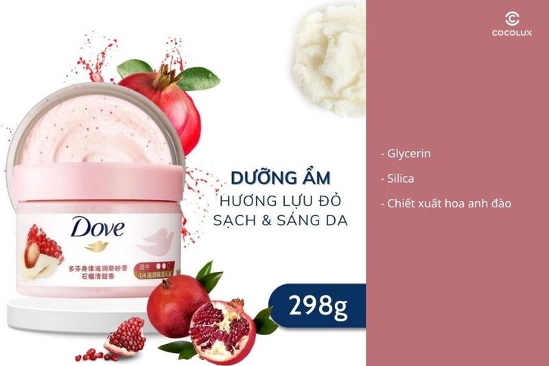 Thành phần chính của tẩy tế bào chết Dove Smoothie Body Dove hoa anh đào