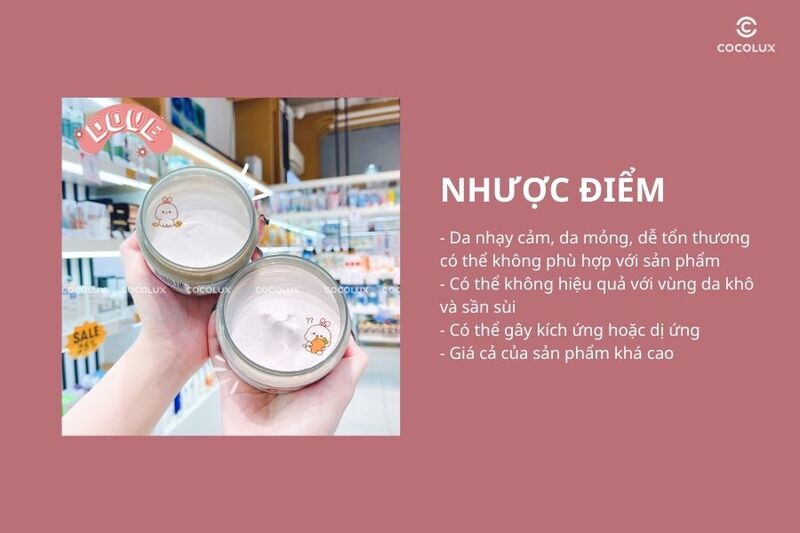 Nhược điểm của tẩy tế bào chết Dove Exfoliating Body Polish