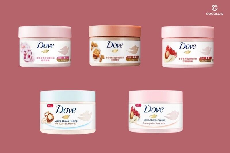 Các dòng sản phẩm tẩy da chết body Dove có sẵn tại Cocolux