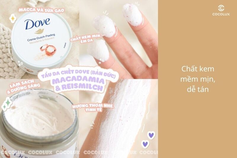 Kết cấu của tẩy tế bào chết Dove Exfoliating Body Polish bản Đức