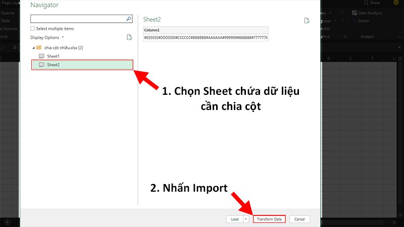 Nhấn Transform Data