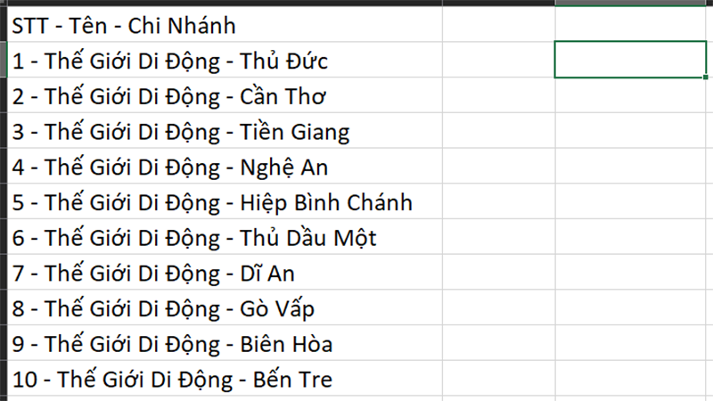 Ví dụ cách chia cột trong Excel theo dấu phân tách