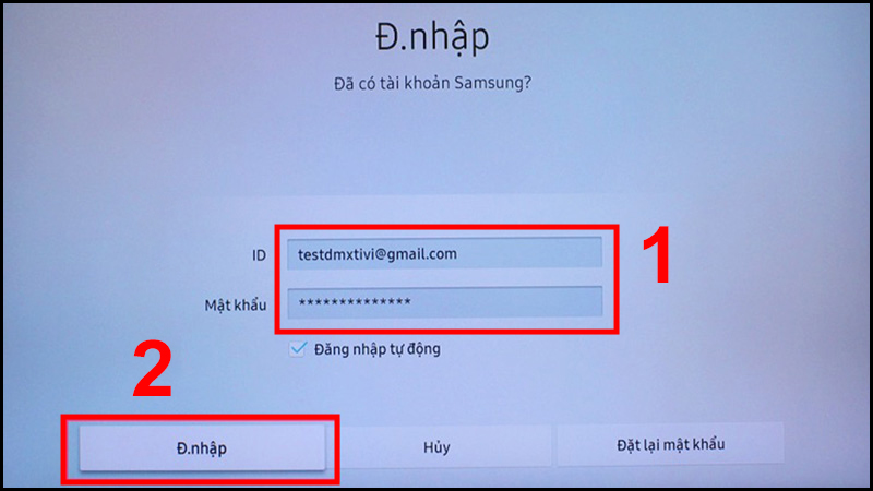 Điền Tài khoản và Mật khẩu và nhấn Đ.nhập
