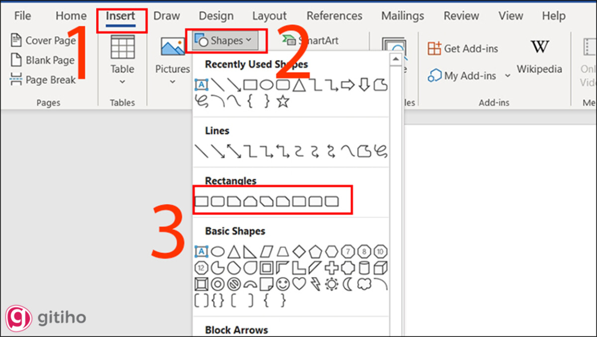 Tạo khung viền trong word 2016, 2013, 2019, 365 bằng shape (5)