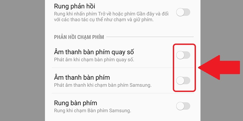 Tắt âm thanh khi nhấn phím và quay số