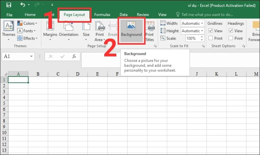 Hướng dẫn insert ảnh làm nền cho bảng tính Excel