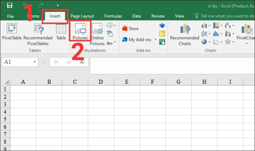 Cách chèn ảnh thủ công vào Excel