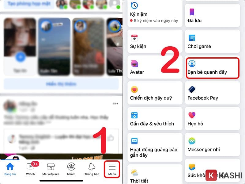 Ấn chọn Bạn bè quanh đây trên Facebook