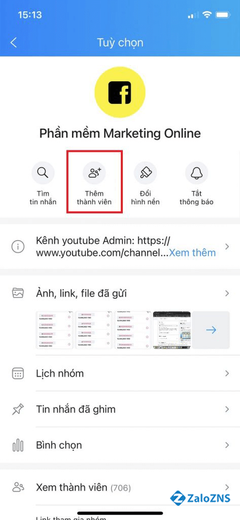 Chọn "Thêm thành viên"