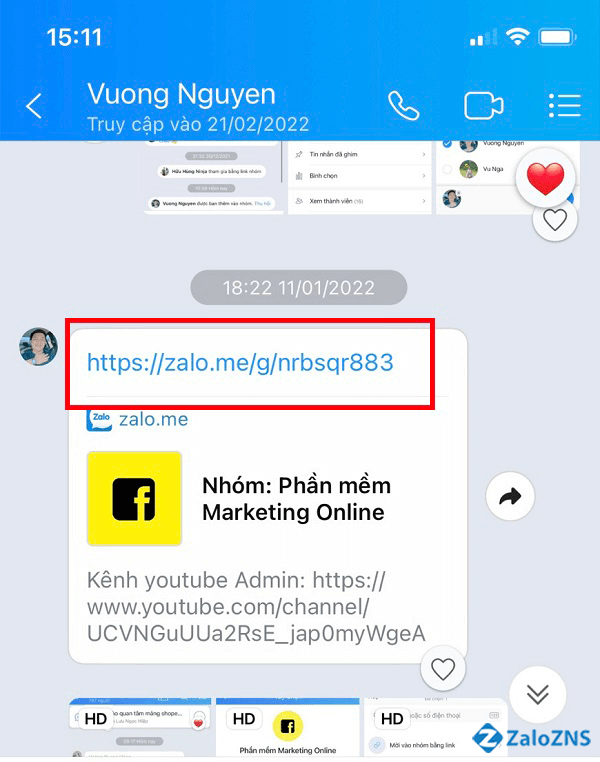 Truy cập vào link group chat