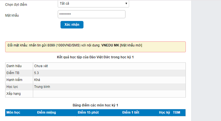 Cách tra cứu điểm của học sinh lớp 5,6,7,8,9,10,11,12 vnEdu tra cứu điểm