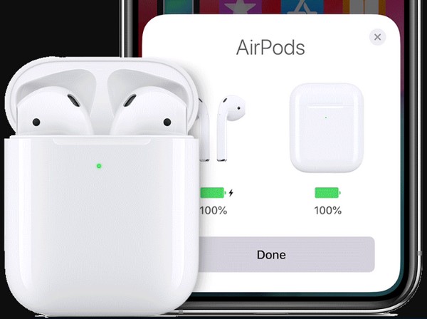 kiểm tra phần trăm pin AirPods thông qua đèn báo sạc