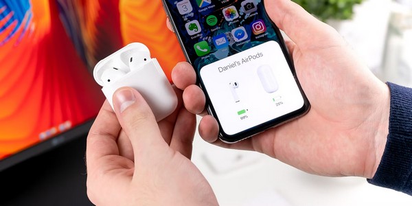 Phần trăm pin AirPods hiển thị trên màn hình