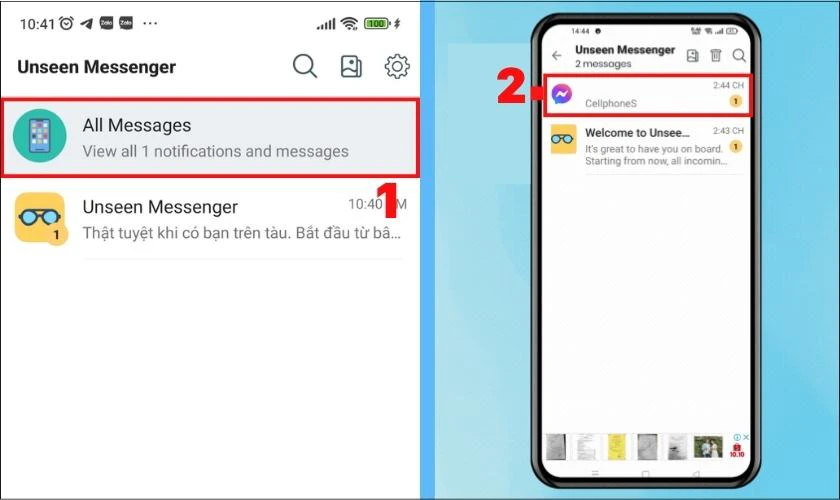 Chọn vào mục All Messages để xem tin nhắn thu hồi