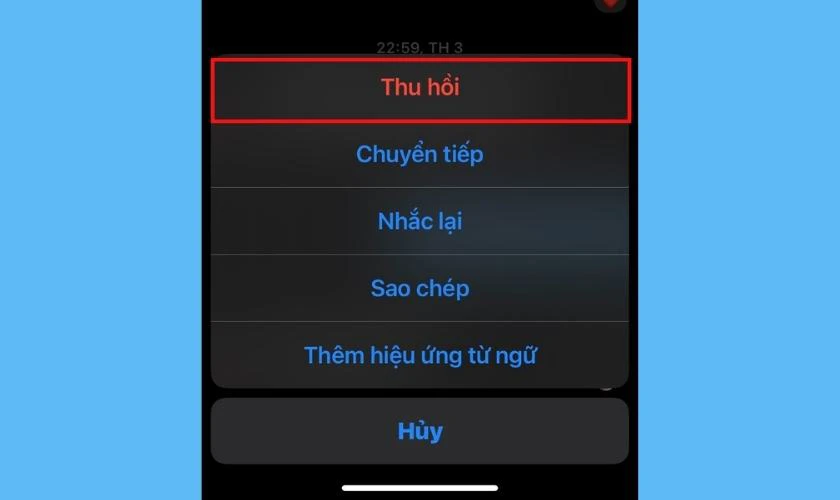 Nhấn chọn vào mục Thu hồi