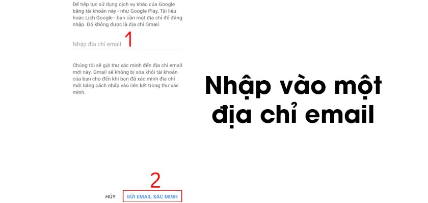 Xóa tài khoản gmail khỏi điện thoại trên điện thoại vĩnh viễn, chọn vào ô Gửi email xác minh