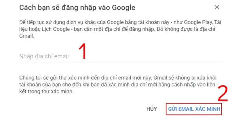 Tiến hành xóa tài khoản Gmail