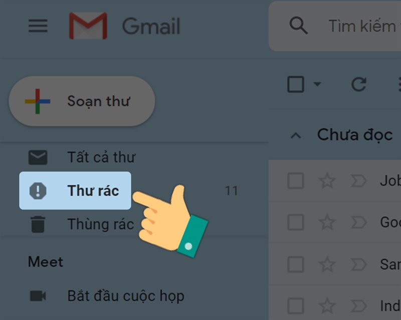 Vào thùng rác trong Gmail