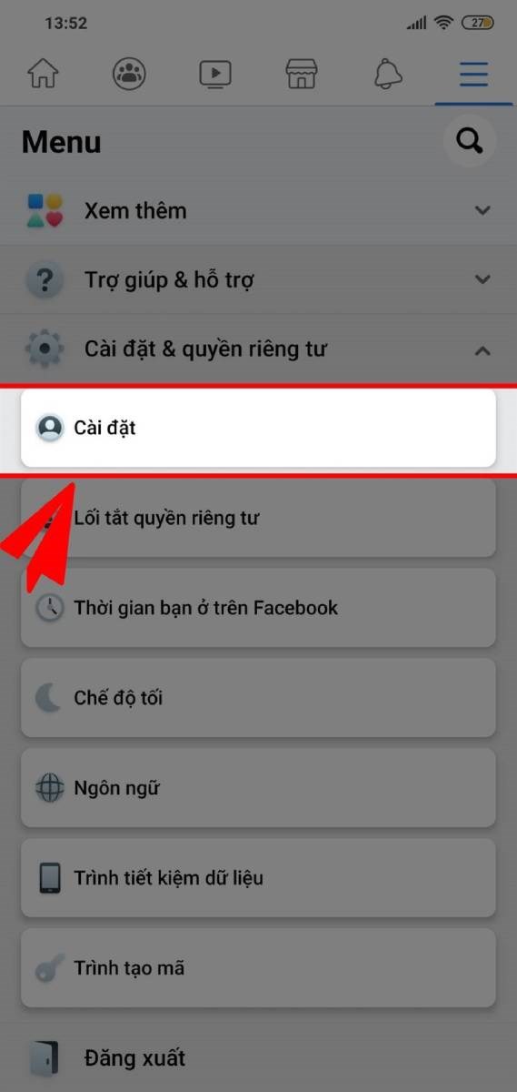 Biểu tượng ba gạch của Facebook