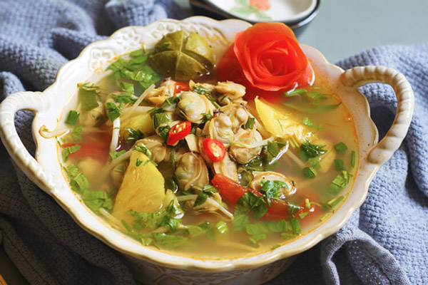 cách nấu canh ngao dứa