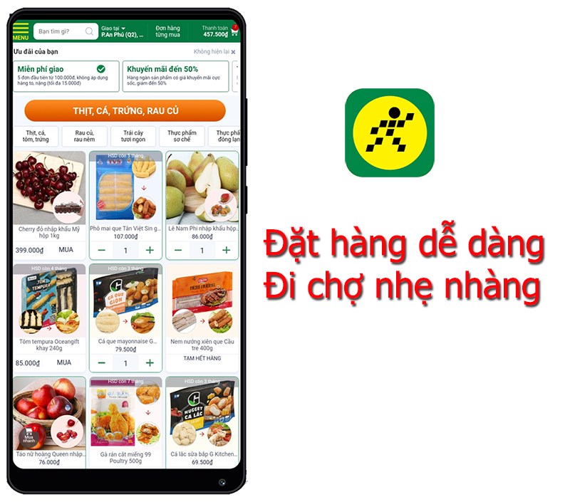 Đặt hàng dễ dàng, đi chợ online cực nhanh