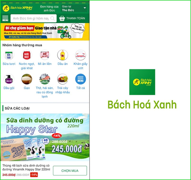 Ứng dụng Bách Hoá Xanh: Mua hàng, đi chợ online tiện lợi