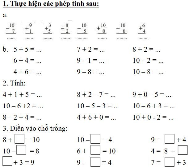 điền số thích hợp vào ô trống