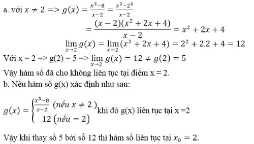 Giải bài tập Toán 11 Giải tích: Hàm số liên tục